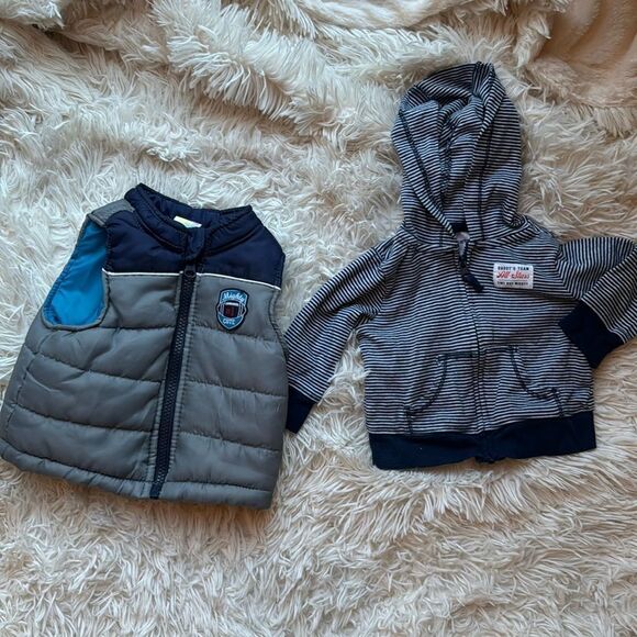 Carter’s Baby Boy Puffer Vest & Zip Up Sweatshirt Size 3 months - Picture 1 of 5